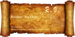 Roder Valter névjegykártya